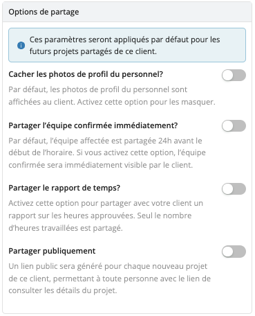 Options de partage